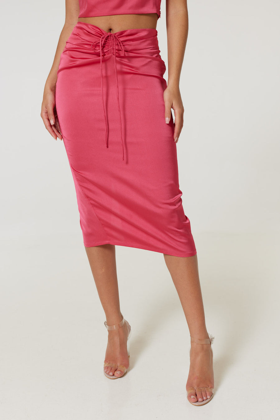 Lili Skirt in Recycled Satin in Hot Pink