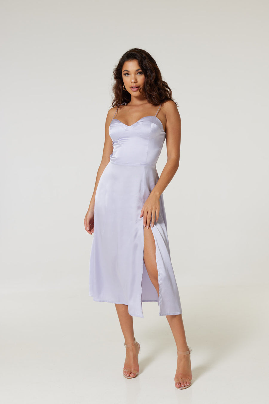 Valentina Dress in Recycled Satin - Lilac