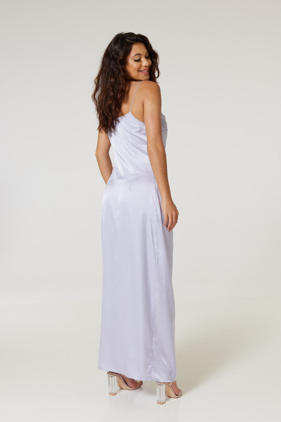 Cynthia Recycled Satin Dress in Lilac